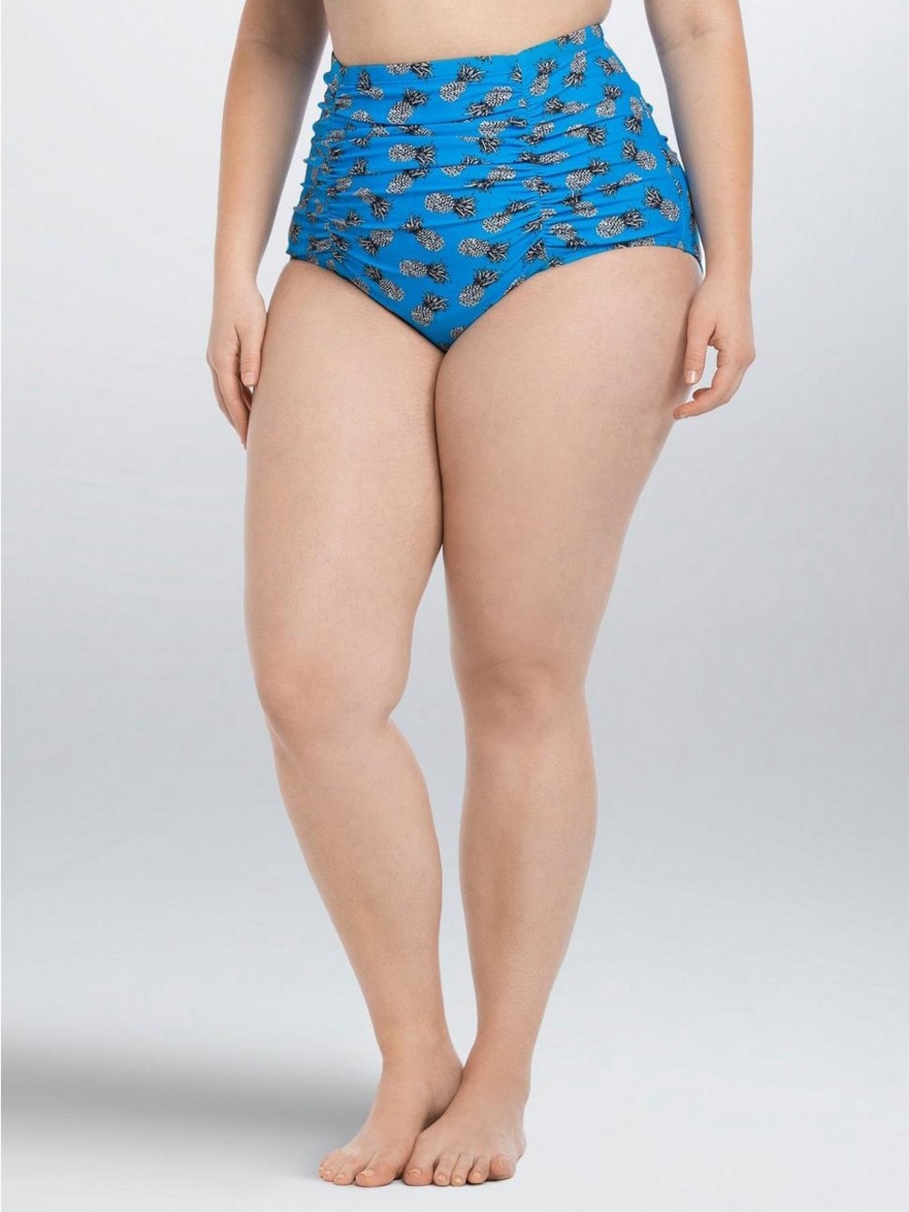 Torrid Swim Blue Pineapple Ruched High Waist Bikini Bottom Size 2 NWT